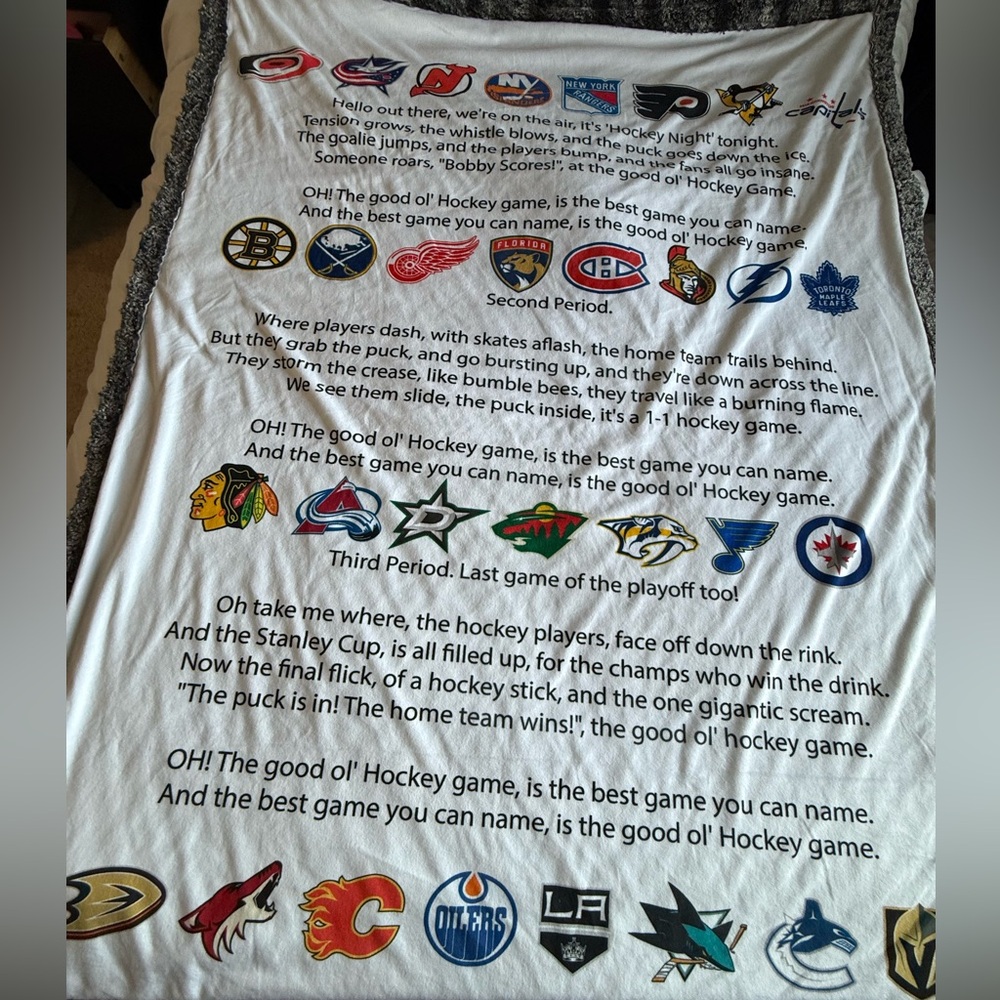 Large hockey minky blanket